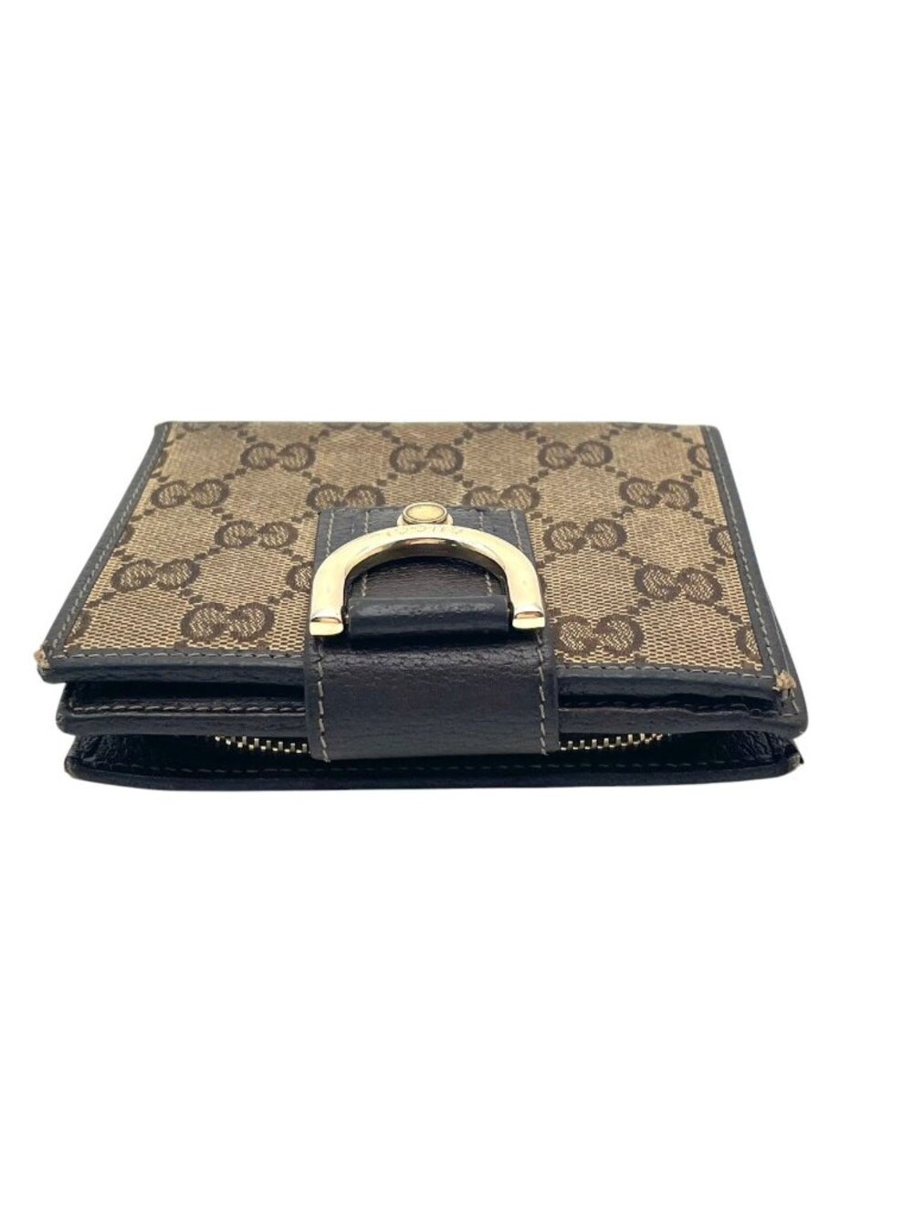 Gucci Abbey GG Canvas Leather Bifold Wallet Snap Compact Mini Wallet Beige - Picture 6 of 10